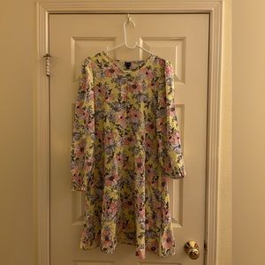 Art Class casual floral yellow and pink dress for teens, size 14/16
